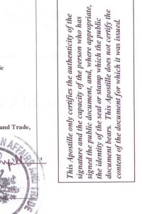 동아번역공증, 아포스티유 샘플