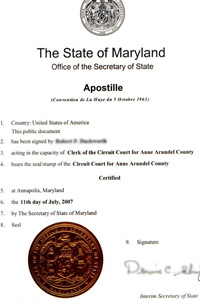 동아번역공증, 아포스티유 샘플